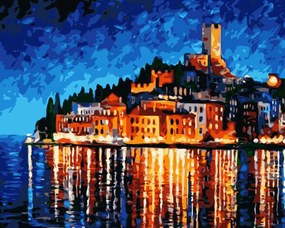 Festés számok szerint kép kerettel "Város a tenger mellett" 40x50 cm