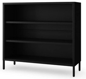 Fekete fém polcos könyvespolc – LUCA Modern 1000 x 900 x 350 mm