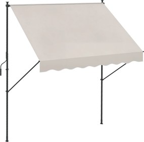 Outsunny Kihúzható Manuális Napernyő Teraszra, Állítható Magasságú Kekkóval és Napvédővel, Krém | Aosom