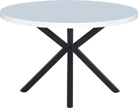 Étkezőasztal, fehér matt/fekete, átmérő 120 cm, MEDOR