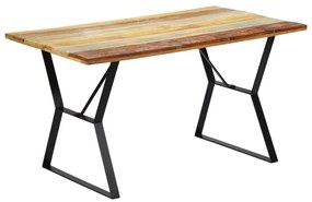 Tömör újrahasznosított fa étkezőasztal 140 x 80 x 76 cm