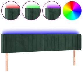 sötétzöld bársony LED-es fejtámla 163 x 16 x 78/88 cm