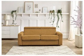Mustársárga kordbársony kinyitható kanapé 215 cm Monaco – Bobochic Paris