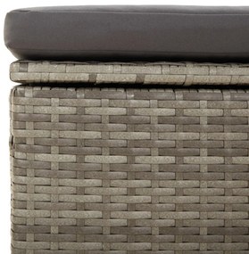 szürke polyrattan kerti lábtartó párnával 55 x 55 x 30 cm
