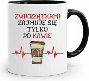 Fekete Bögre Állatorvosnak Csak Kávé Után, fényképes nyomattal