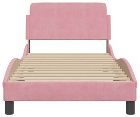 rózsaszín bársony ágykeret fejtámlával Dover 90x200 cm
