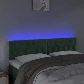 sötétzöld bársony LED-es fejtámla 144 x 7 x 78/88 cm