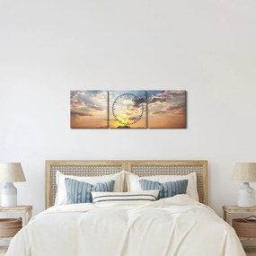 Kép - Elefántok a szavannán (órával) (90x30 cm)