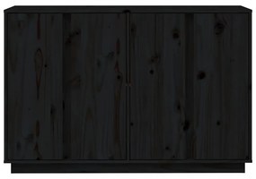 fekete tömör fenyőfa tálalószekrény 120x35x80 cm