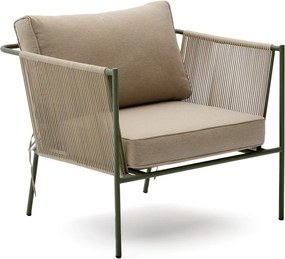 Zöld-bézs fém kerti fotel Zivia – Kave Home