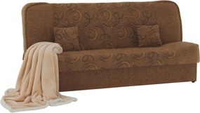 Kanapé, kinyitható rakodótérrel, szövet arany / minta, ASIA NEW