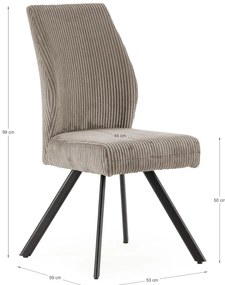 Világosszürke kordbársony étkezőszék szett 2 db-os Anibal – Marckeric