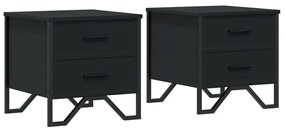 2 db fekete szerelt fa éjjeliszekrény 40 x 41 x 40 cm