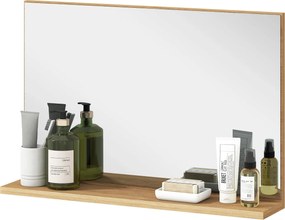 Kleankin Fali Fürdőszoba Tükör Polccal, Modern, Többcélú Tükör Fürdőszobába, Hálószobába és Előszobába, 60x12x40 cm, Fa | Aosom