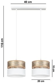 Csillár zsinóron LIMA 2xE27/60W/230V arany/fehér