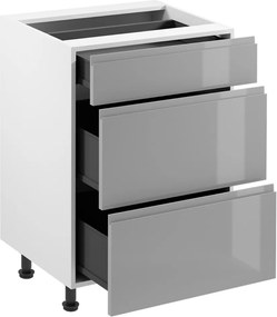 Alsószekrény, fehér/szürke extra magasfényű HG, AURORA D60S3