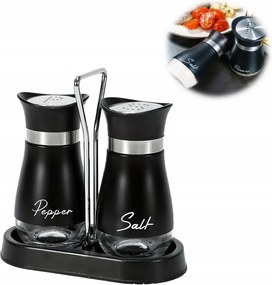 Só- és borsszóró szett só- és borsszóró állvánnyal, matt fekete