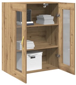 Falra Szerelhető Szekrény Üveg Ajtókkal Kézműves Tölgy 69,5x34x90 cm