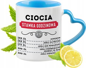 Nagynéninek Kék Bögre Szív Alakú Füllel Ajándék Nyomtatott