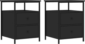 vidaXL 2 db fekete szerelt fa éjjeliszekrény 44x45x60 cm