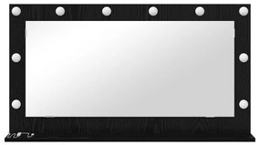 LED világítással ellátott tükör fekete tölgy 100x55x18 cm