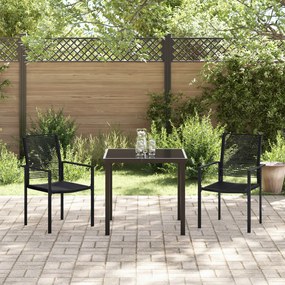 3 Darabos Kerti Étkező Szett Fekete PVC Rattan