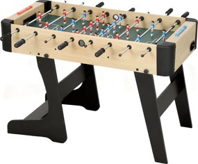SPORTNOW összecsukható gyerek csocsóasztal, fa hatású kivitel, 2 pontszámláló, 8 markolat, 22 játékos, 8 rúd, 2 labda — 2–4 játékosnak, családoknak és