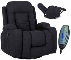 Elektromosan Vezérelhető Masszázsfunkciós Relaxfotel Fekete Szövet Kárpittal. BOX 2