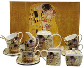 Porcelán 6 személyes 15 részes teás csésze készlet Klimt