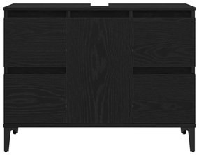 Fekete Tölgy Mosdókagyló Szekrény 80x33x60 cm Mérnöki Fa