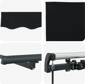 Behúzható napellenző Fekete 350 x 250 cm Poliészter és acél