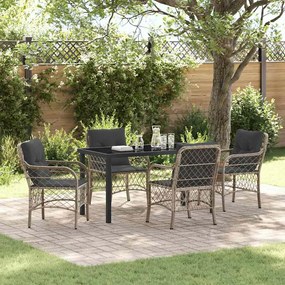 vidaXL Kert étkező szett párnával 5 pcs Világosszürke polirattan