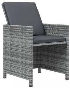 13 részes szürke polyrattan kerti étkezőgarnitúra párnákkal