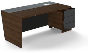 Trevix asztal 200,5 x 90 cm + jobb konténer, charleston tölgy / fekete