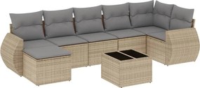 vidaXL 8 részes bézs polyrattan kerti ülőgarnitúra párnával
