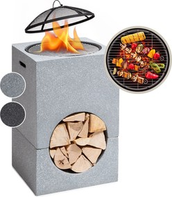 Blumfeldt Monolith, tűzrakóhely grillel, MGO és acél fedél, szikrafogó