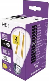 Led filament izzó 5.9W-60W E27 semleges Emos