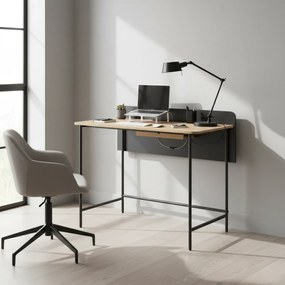 Számítógépasztal, tölgy/fekete, KOMPUS