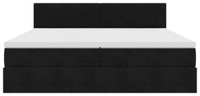 Ottomán ágykeret matraccal fekete 200x200 cm bársony