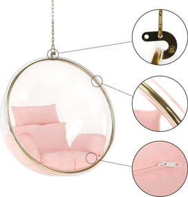 Függő fotel, átlátszó/arany/rózsaszín, BUBBLE NEW TYP 1