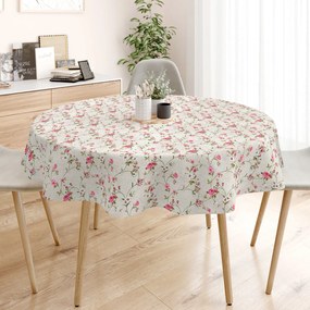Goldea loneta dekoratív asztalterítő - kúszó rózsák bézs alapon - kör alakú Ø 100 cm
