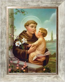 Szent Antoni A Padról Szakrális Kép Fehér Díszkeretben 30X40