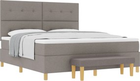 vidaXL Boxrugós ágy matracmal fejtámlával Tópszínű 180 x 200 cm szövet