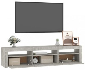 betonszürke TV-szekrény LED lámpákkal 180x35x40 cm