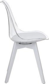 Szék, átlátszó fehér, akril/ekobőr/fehér, BALI 3 NEW