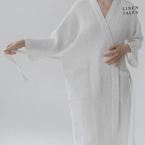 Fehér fürdőköpeny L/XL Honeycomb – Linen Tales