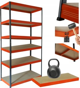 Tárolószekrény fém állvány Helios 213x90x30cm 6Px175kg Tömör