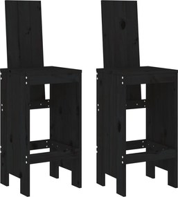 vidaXL 2 db fekete tömör fenyőfa bárszék 40x42x120 cm