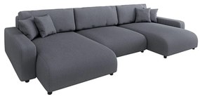 Sötétszürke kordbársony kinyitható tárolóhelyes sarokkanapé Sara – Ropez