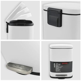 Matt fehér acél pedálos szemetes 5 l Akira – Spirella